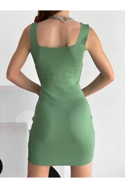 laughs Square Collar Thick Strap Thin Knitwear Summer Dress - Elb2301