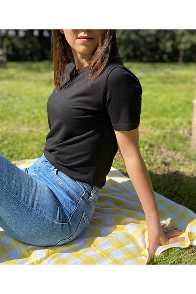 Elegant Design Cotton/modal Crew Neck Basic T-shirt Black