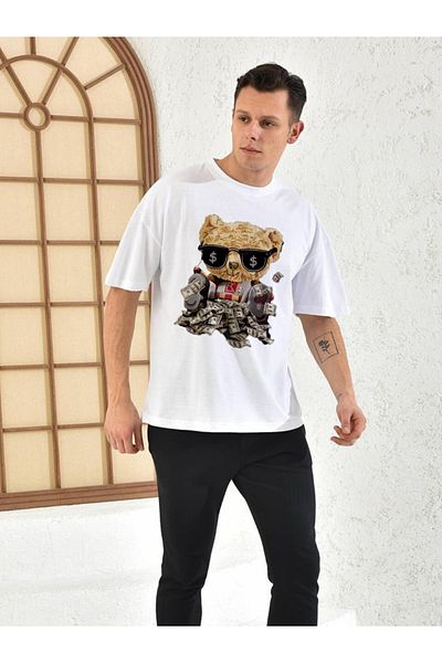 NewCabin Ανδρικό μπλουζάκι Digital Richie Rich Oversize με λευκό εμπριμέ