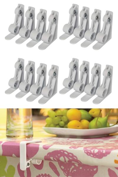 Genel Markalar Plastik Masa Mandalı Maşası Yaylı Masa Örtüsü Tutucu 16 Adet