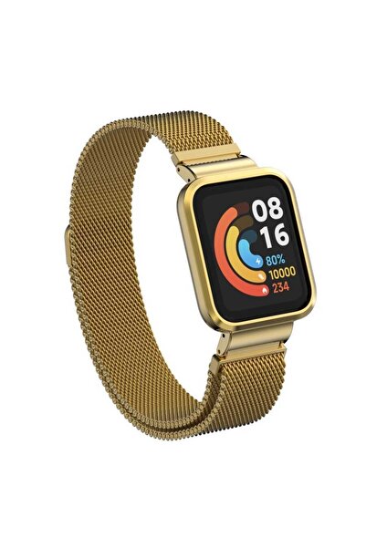 Nezih Case Xiaomi Mi Watch Lite Uyumlu Hasır Işlemeli Renkli Mıknatıslı Metal Kordon Ve Kasa Koruyucu