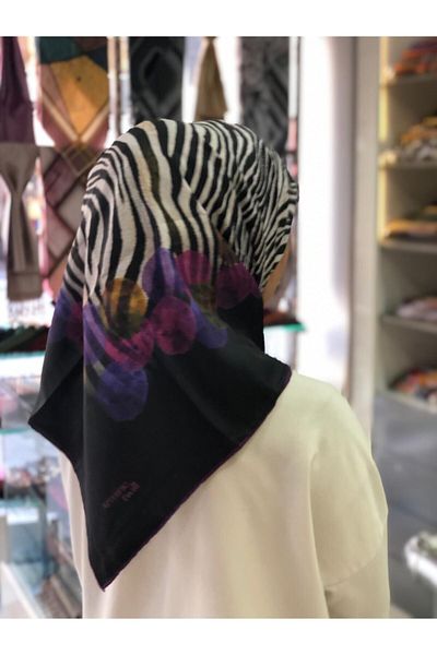 Armine Twill (Tivil) Nostalgia Zebra Pattern Φουλάρι-μαύρο-μωβ