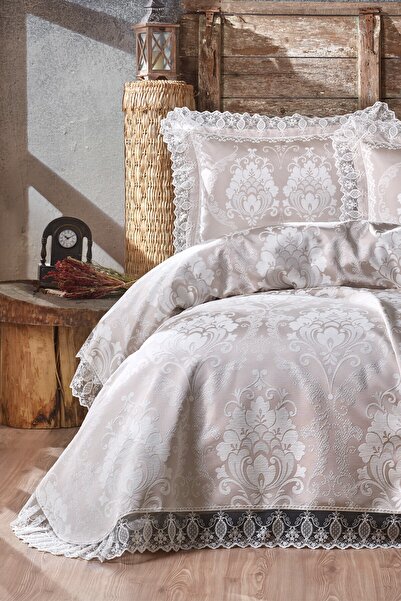 BİRHOME مفرش سرير دانتيل بيجونيا (بني)