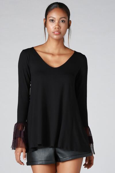 Quincey Tulle Detailed Tunic with Sleeves