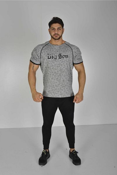 Big Sam Gray Raglan Sleeve Fit Training T-Shirt Rag-top 3152