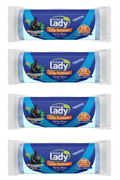 Miss Lady Forceflex Medium Garbage Bag Blue 184 gr X4