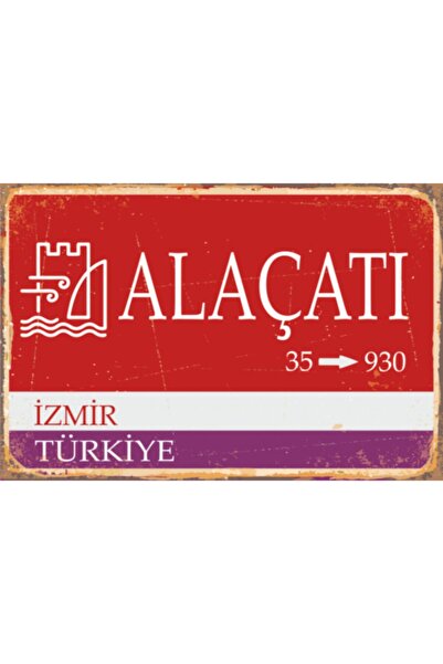 Genel Markalar Alacati Sokak Tabelasi Retro Vintage Ahsap Poster Tr1039