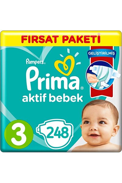 Prima حفاضات أطفال أكتيف بيبي مقاس 3 6-10 كجم 4×62 248 قطعة