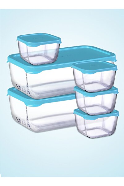 Paşabahçe طقم حاوية تخزين سنو بوكس باللون الأزرق مكون من 6 قطع 2 كبيرة + 4 صغ...