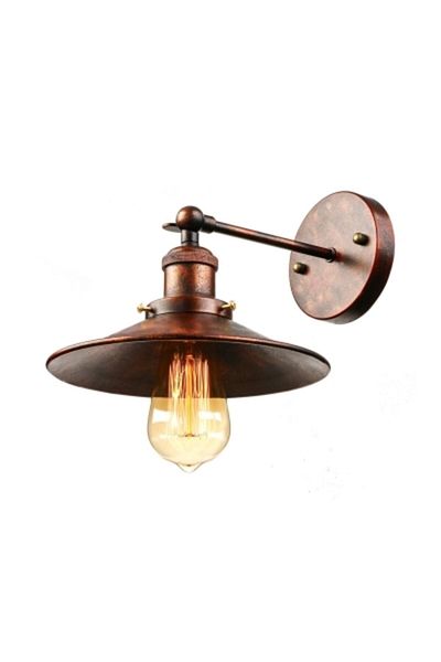 RİOLİGHT Retro Rustic Copper Antique Articulated Movable Headboard Metal Wall Sconce Hat Diameter:22cm