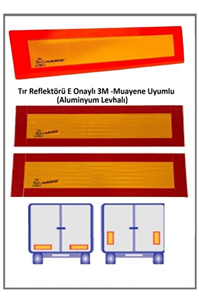 ALKOTEK11 Tır- Römork Alüminyum Levha Reflektör E-37 Onaylı Alkotek 2li Tkm 1 Adet