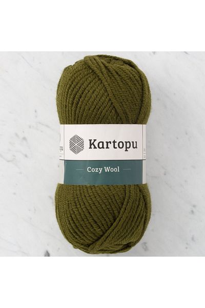Kartopu Cozy Wool K410 Khaki Green 25% Wool Mixed Thick Rope