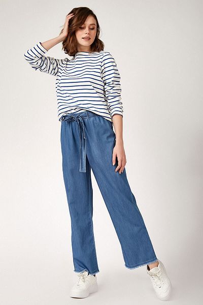 ModaPlaza Pantaloni largi de damă, albaștri, 6469