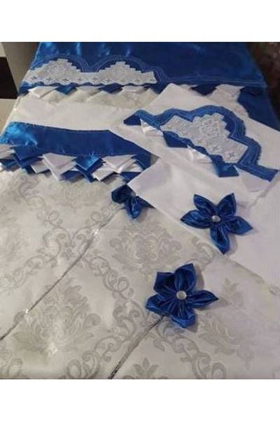 Neva Handcrafted Lace Pique Set - Saks Blue