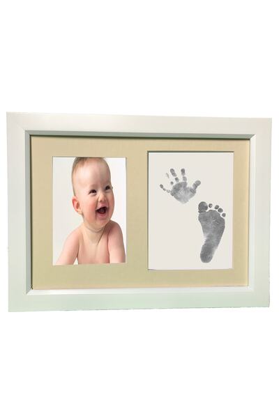 Küçük İzler White Framed, Illustrated Inkless Print Hand - Footprint Collecti...