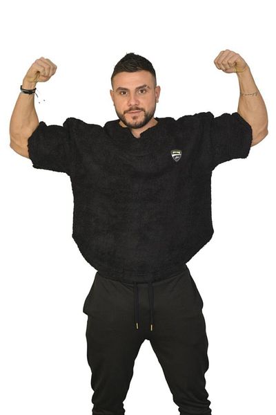 Big Sam Men's Black Furry Sports T-shirt 3138