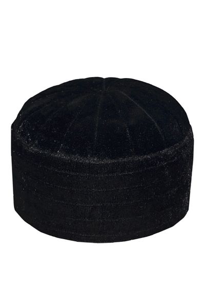 şahinbak Domed Black Skullcap, Velvet Skullcap, Skullcap, Molded Skullcap, Black Skullcap T029