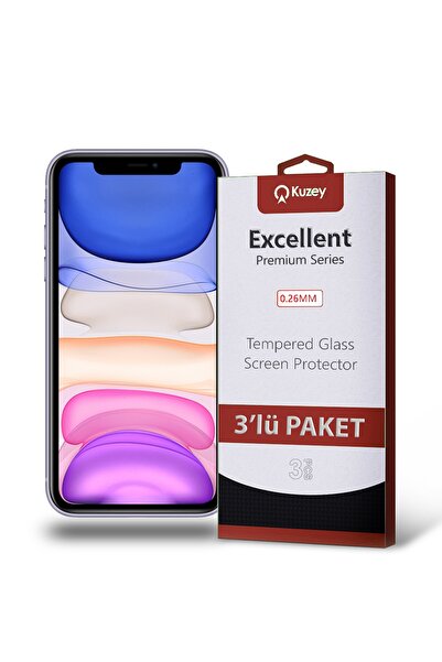 KZY İletişim Iphone 11 Uyumlu Temperli Ekran Koruyucu Kırılmaz Cam  3'lü Paket