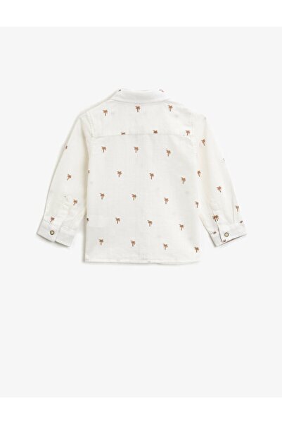 Koton Cămașă cu mânecă lungă clasică, cu model, din bumbac, albă