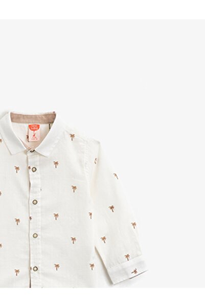 Koton Cămașă cu mânecă lungă clasică, cu model, din bumbac, albă