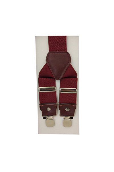 Kemer Dünyası Umeraș pentru pantaloni de lux burgundy cu cleme metalice și capete din piele