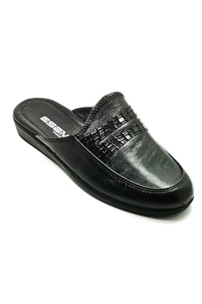 Esem Erkek Hakiki Deri Siyah Ev Terliği