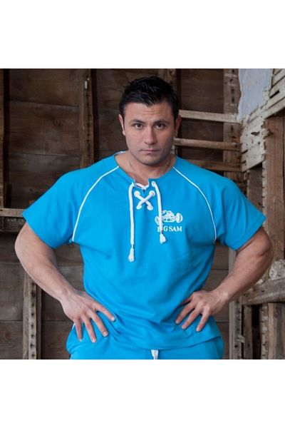 Big Sam Lace-up Light Blue T-Shirt 2775