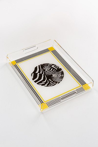 Queen Bee İstanbul Zebra Patterned Plexi Tray 40cm X 30cm