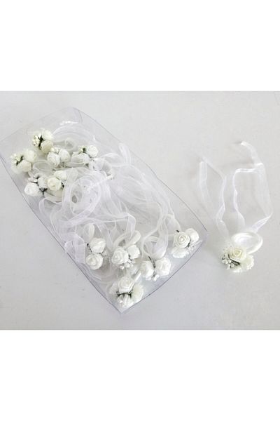 Gelincimherşey 12 Pieces Bridesmaid Bracelet with White Flower and Ribbon Decoration