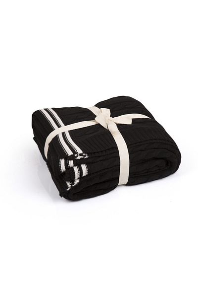 Betires Home Knitted Double Blanket Black