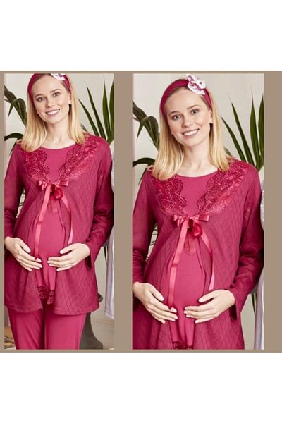 Mecit 5006 Maternity Pajamas Dressing Gown Set of 3