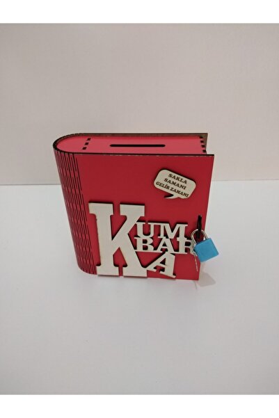 Ahşap Aksesuar Wooden Book Look Decorative Piggy Bank