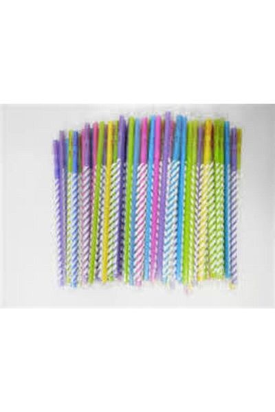 OPTİMEX 100 Pieces of Cold Coffee Beverage Straws - Large Design with Frozen Gelatin and Bellows