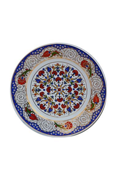 Armada Çini Armada Cini Prt 40 25 سم طبق جيني من البورسلين باللون الأزرق الذهبي المذهّب