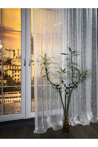 rendecioğlutekstil Tül Perde Nire Desen Sık Dokuma Etek Kurşun Sarım (düz Dik...