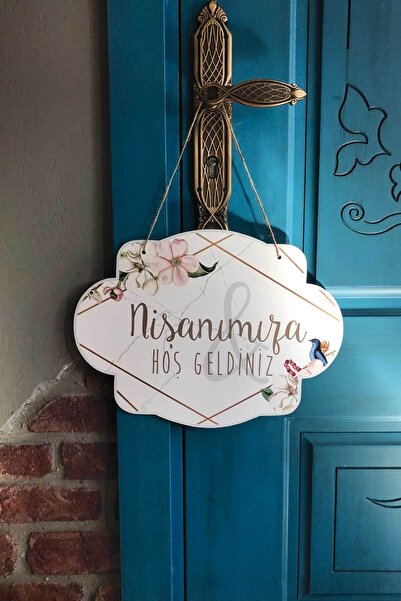 bi tutam mutluluk Nişanımıza Hoş Geldiniz Kapı Süsü - Ks106