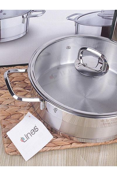 Lines Gold Silver Flat Pot No:24