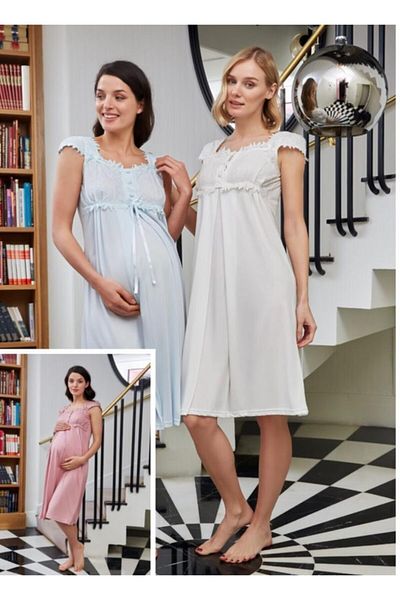 Bone Club 4721 Maternity Sling Sleeve Lace Maternity Nightgown