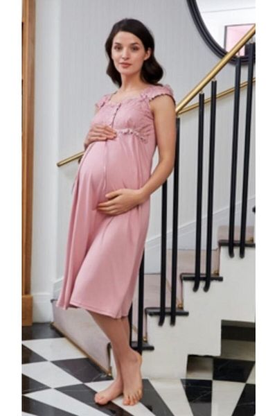 Bone Club 4721 Maternity Sling Sleeve Lace Maternity Nightgown