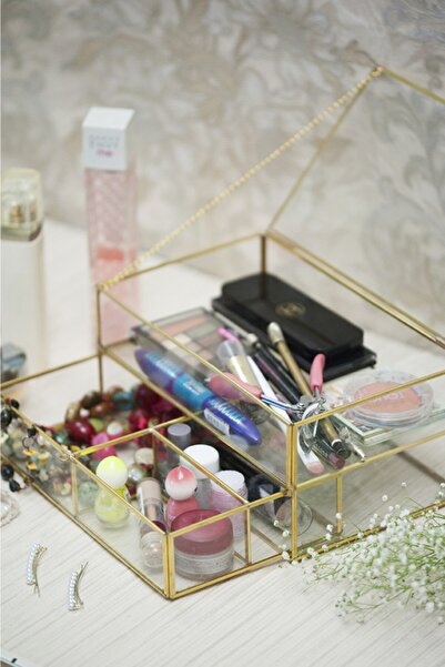 Ahşap Fikir درج ذهبي منظم للمكياج