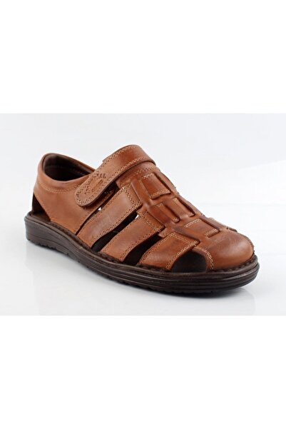 pabucmarketi Comfort Taba Erkek Deri Sandalet