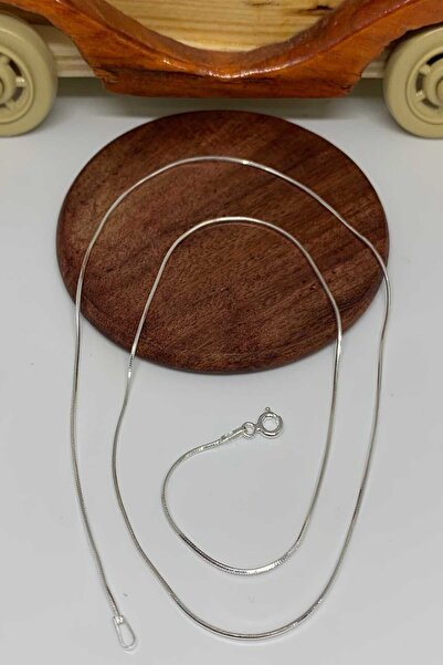 Artuklu Telkari Italyan Gümüş Yassı Ezme Gümüş Zincir Kolye 50 Cm