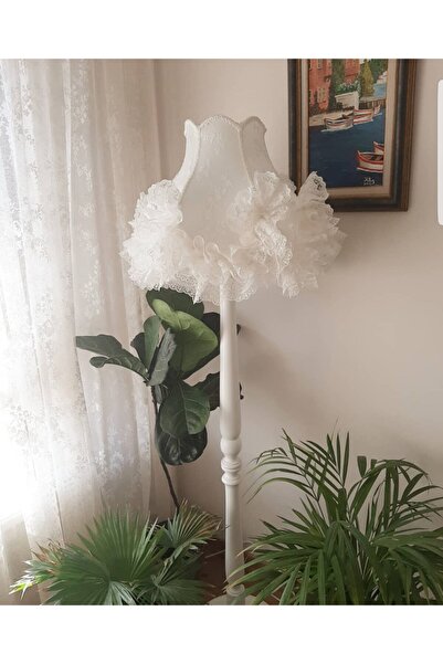 LULUAVİZEM Lambader Kırık Beyaz Çiçekli