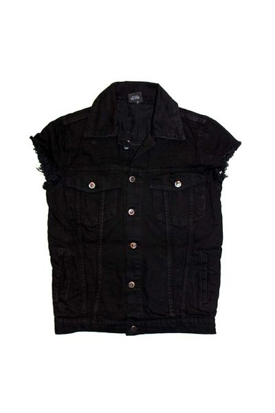 Modaroma Kartal Logo Sleeveless Black Denim Vest