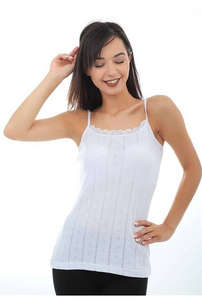 Tutku Tricou de damă jacquard alb - pachet de 3, curea de frânghie, 200 de modele