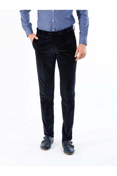 Bilgiçler Ανδρικό βελούδινο κλασικό παντελόνι Navy Blue