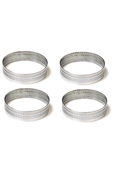 intime endüstriyel mutfak Intime - Delikli Tart Kalıbı - 4'lü Set - Çap 8 Cm