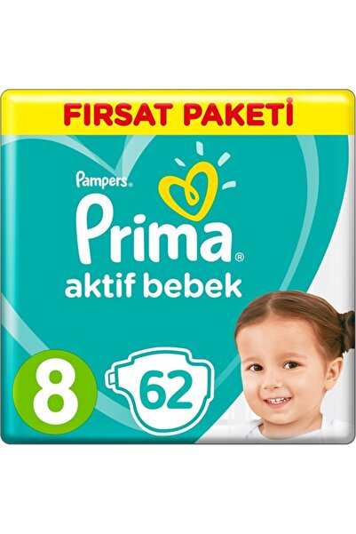 Prima Aktif 8 Beden 17+ Kg 2×31=62 Adet Bebek Bezi