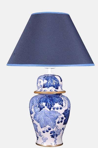 Qdec Bleu Blanc Shah Vase - Leaf Fluffy Dark Blue Lampshade