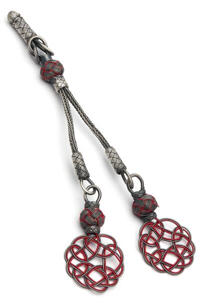 OTTOTESBİH Model roșu cu 2 strasuri cu acoperire cu oxid - 9 gr argint 925 Kazaz